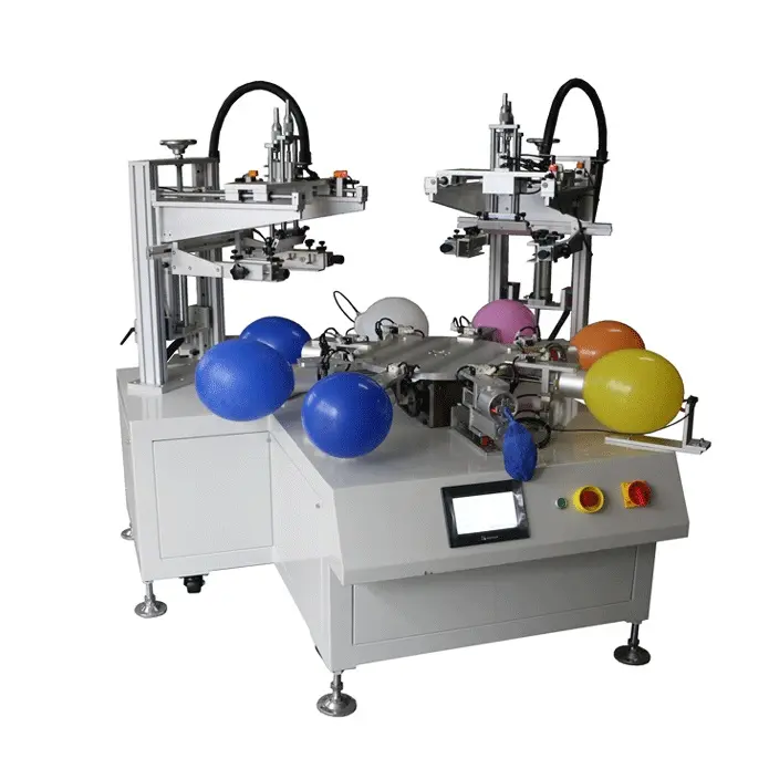 Máquina de impresión automática de alta precisión, pantalla de globo de dos colores con mesa de trabajo giratoria
