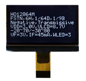 Gelbgrün COG LCD-Anzeige modul 12864 Segment anzeigen mit blauem Hintergrund Weißer Text FSTN Grauer Film LCD-Bildschirm - Product Image 2