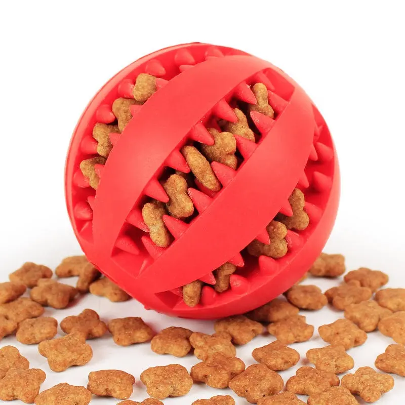 كرة لعبة مضغ للكلاب الساخنة من المصنع كرة لعبة مطاطية لينة متينة غير سامة مضادة للعض لتغذية الحيوانات الأليفة كرة لعبة تنظيف الأسنان