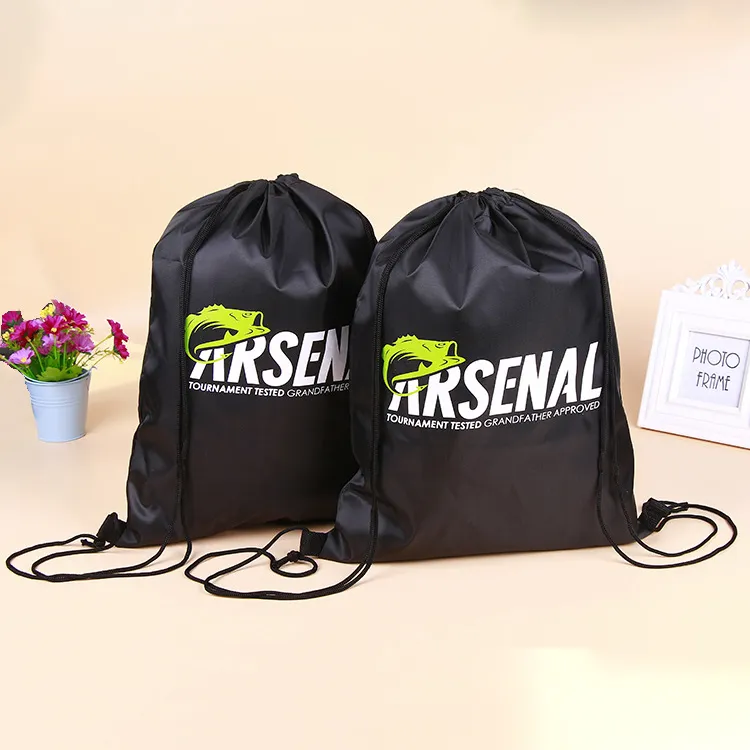 Fabrika doğrudan satış geri dönüşümlü naylon sırt çantası dize spor özel ayakkabı toz torbası İpli çanta paketi