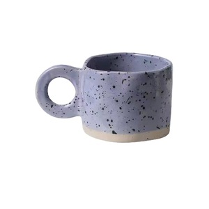 欧洲创意白色斑点拿铁杯陶瓷杯圆形手柄咖啡陶瓷杯咖啡杯牛奶杯