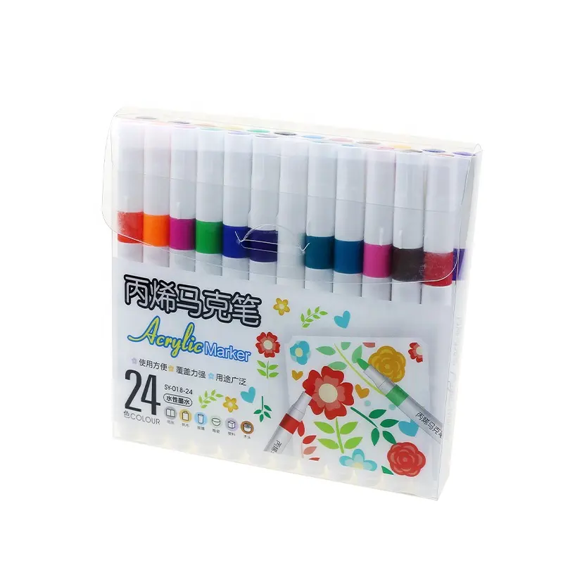 BECOL New Coming Acryl marker Farb stift auf Wasserbasis 24 Farben Lebendige Farben Acrylfarbe Art Marker Pen Set zum Zeichnen