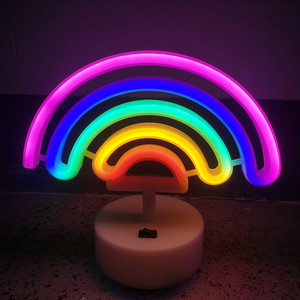 1個レインボー<span class=keywords><strong>LED</strong></span>ネオンサインUSB & バッテリー駆動のノベルティナイトライト2フック付きベッドルームキッズルームパーティーとホームデコレーション用