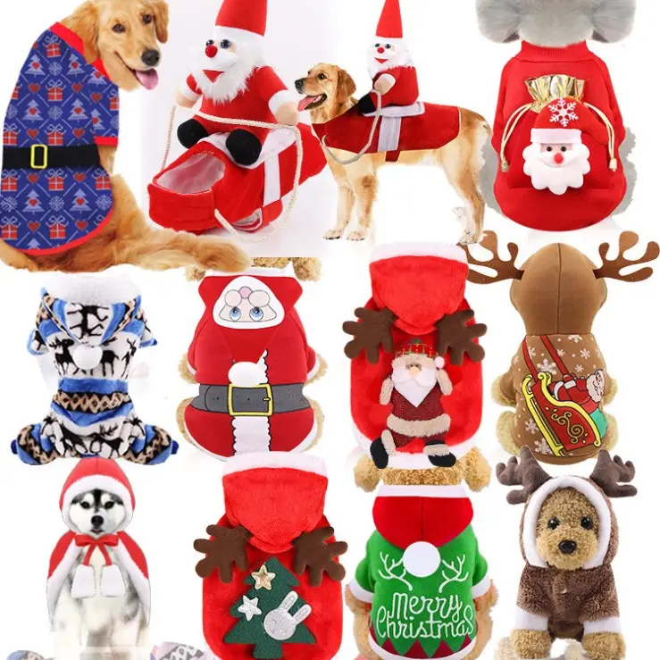 Pakaian Natal hewan peliharaan, kostum untuk anjing dan kucing kecil harga rendah