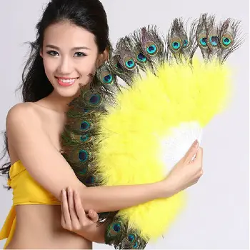 Wholesale Cheap Bride Wedding Hand Fans Marabou Peacock Feather Fans Bouquet