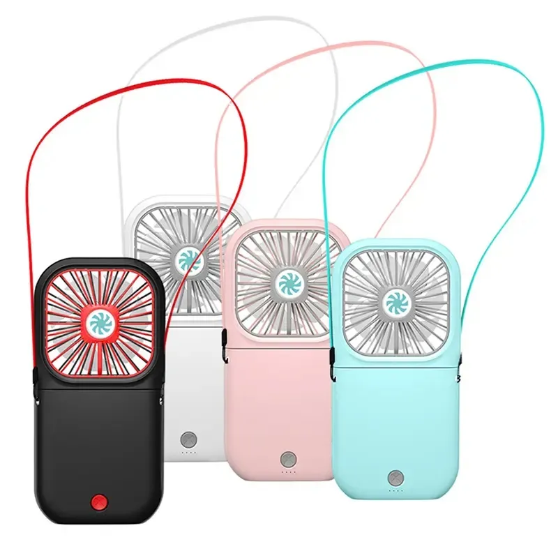 3 en 1 precio más barato ventilador de cuello 3 Botón de engranaje velocidad del viento mini ventilador plegable 3000mAh batería banco de energía deportes al aire libre ventilador de cuello