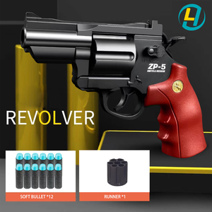 LASHOT 10 metre atış yumuşak kurşun Revolver oyuncak tabanca hızlı doldurma vantuz EVA ve ABS güvenlik kids 'mekanik dönüş çocuk yumuşak silah - Product Image 2