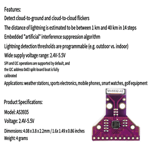 AS3935 MCU3935 Blitzsensor-Blitz hub erkennung Sturm abstand AS3935 - Product Image 5