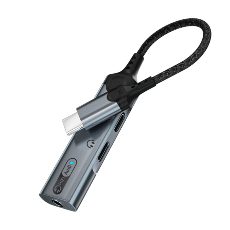 Type-c+Type-c+3,5 mm noir gris
