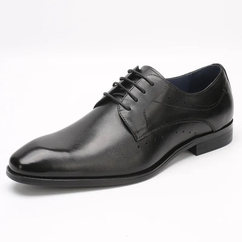 Zapatos Derby de nuevo estilo para hombre, zapatos formales de negocios elegantes de cuero genuino