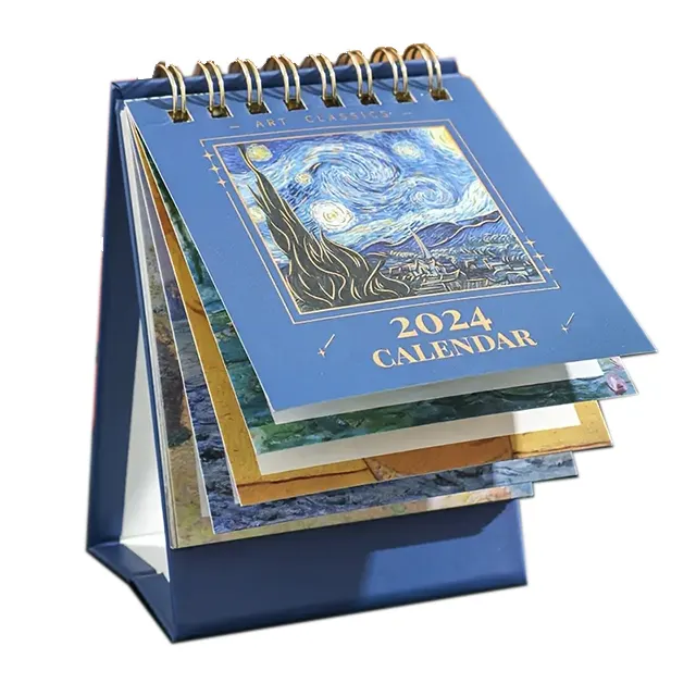 2024 piccolo calendario da tavolo retrò dipinto da tavolo mostra il 487 del libro di pianificazione del calendario