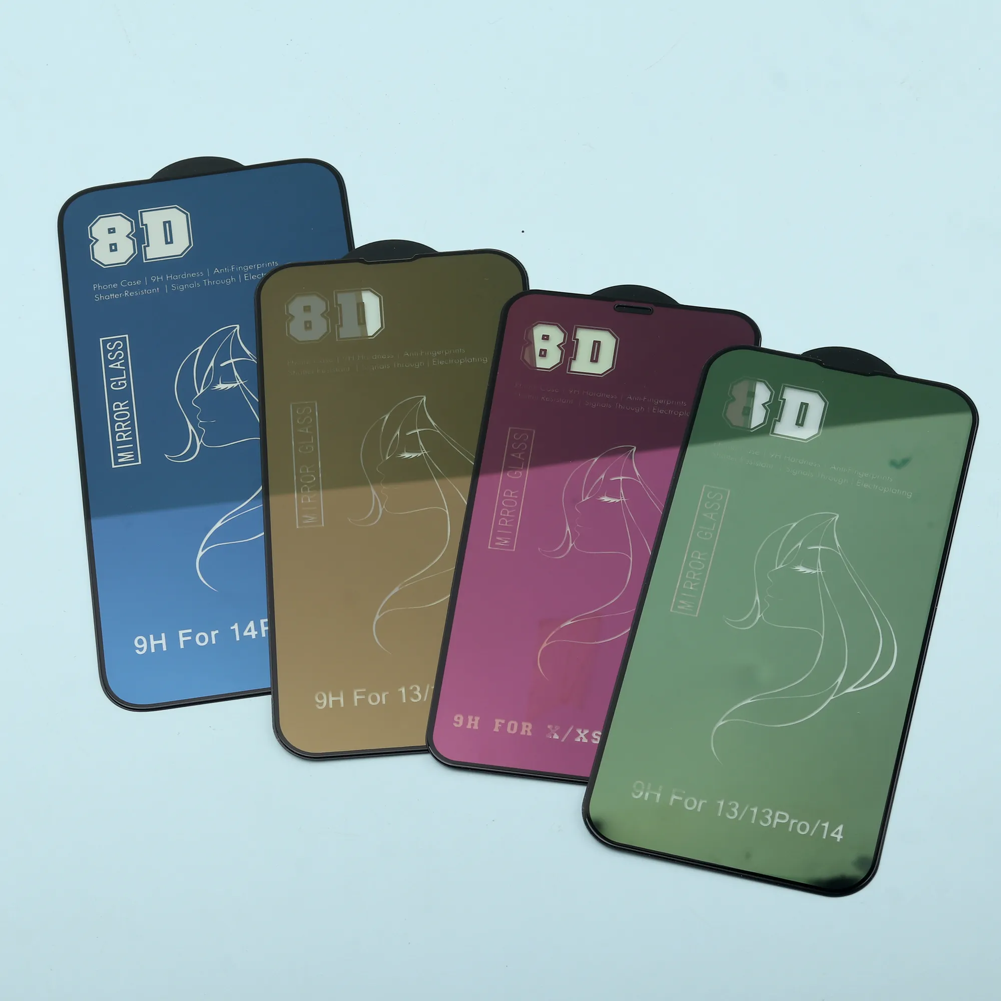 8D vetro colorato specchio 9H cellulare pellicola di vetro temperato per iphone vidrio templado protezione dello schermo