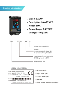 EACON SMART Series 0.4 KW 220v Single <strong>Phase</strong> AC <strong>Drive</strong> VFD <strong>Drive</strong> <strong>Variable</strong> <strong>Frequency</strong> <strong>Drive</strong> <strong>Frequency</strong> Converter 50hz to 60hz - Product Image 6