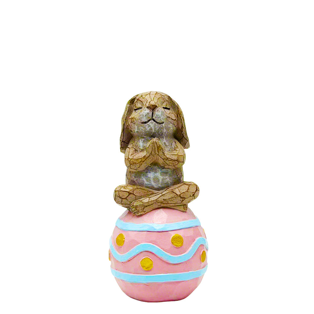 Easter egg woodcut pattern yoga rabbit