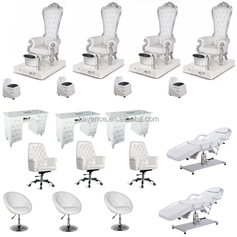 Barato de lujo blanco equipo profesional manicura escritorio cliente mesa para uñas salón de belleza muebles uñas mesas y sillas conjuntos