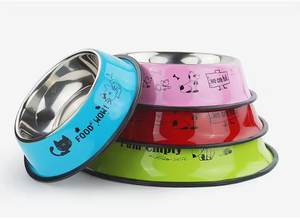 Hot Sale Eco-Friendly <span class=keywords><strong>Dog</strong></span> <span class=keywords><strong>Bowls</strong></span> com logotipo personalizado Padrão aço inoxidável Pet Feeding Bowl com Base de Borracha Estilo Elegante 'Love' - Product Image 4
