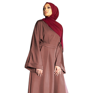 信念卸売ドバイ無地シンプル控えめなカフタンイスラム服アバヤ女性のためのイスラム教徒のドレスアバヤ
