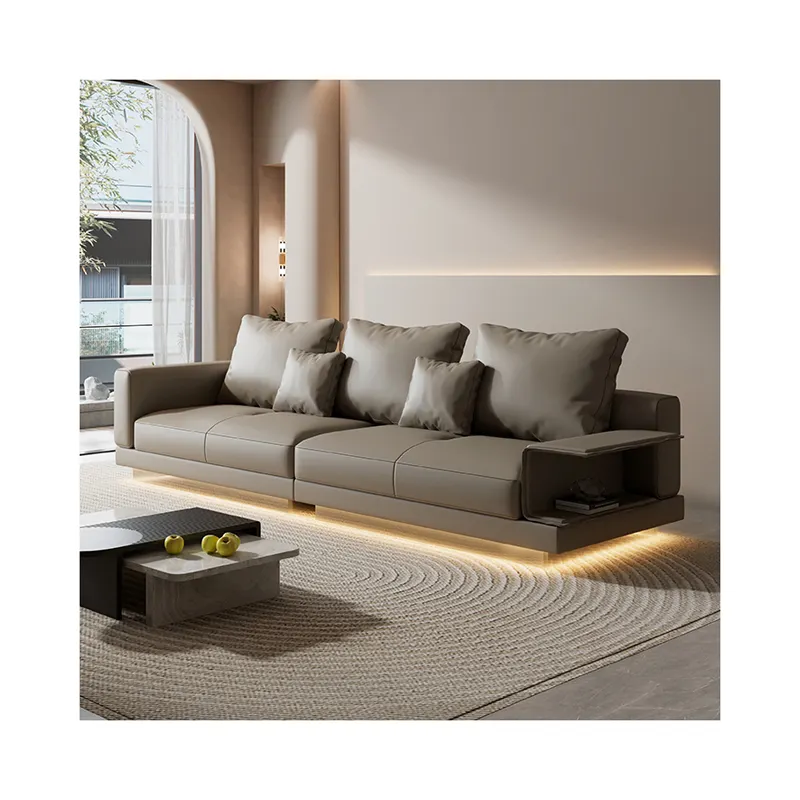 Juego de Cachemira de poliéster nórdico de diseño moderno italiano de lujo para el hogar de alta calidad, muebles de sala de estar, sofá de cuero moderno