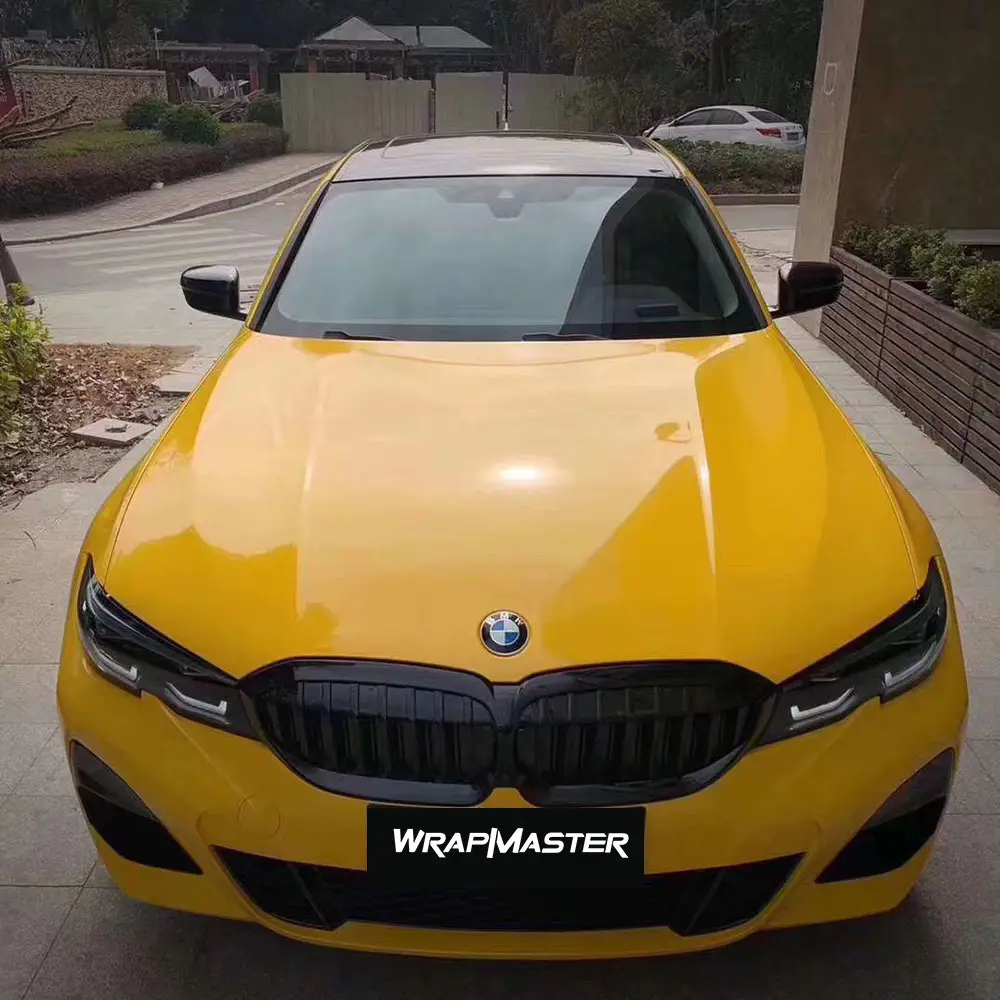 TSAUTOP 1.52x18m 5x59ft Super Brillant Cristal Tournesol Jaune Film De Protection De Peinture De Voiture Vinyle Wrap Feuilles