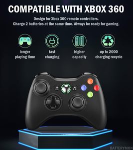 2パック3600mAh充電式バッテリーパックデュアル充電ステーションドック付きXbox 360コントローラー用 - Product Image 2
