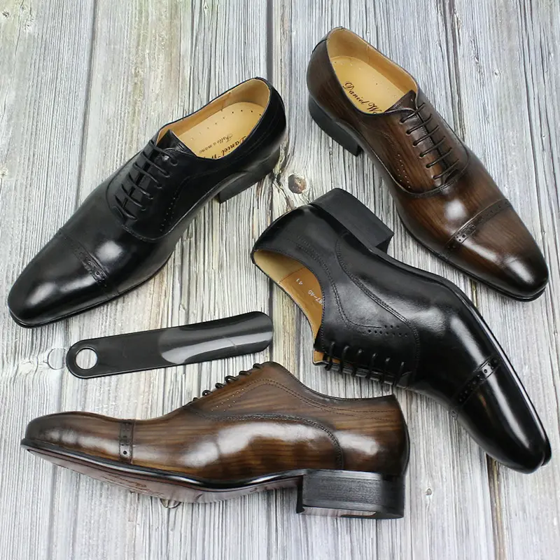 Chaussures Oxford décontractées en cuir de haute qualité Chaussures en cuir pointues classiques à trois points pour hommes Chaussures de mode pour hommes