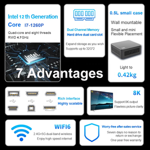 MOREFINE 12th M9Pro Mini PC i7-1260P 4.7Ghz DDR4 32G RAM M.2 2280 NVME masaüstü bilgisayar 8K Wifi 6 tip C oyun bilgisayarı PCIE3 - Product Image 2