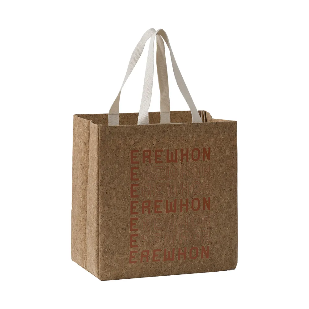 شعار مخصص الأزياء صديقة للبيئة الفلين الطبيعي حقيبة تسوق نسيجية للملابس التعبئة حقيبة