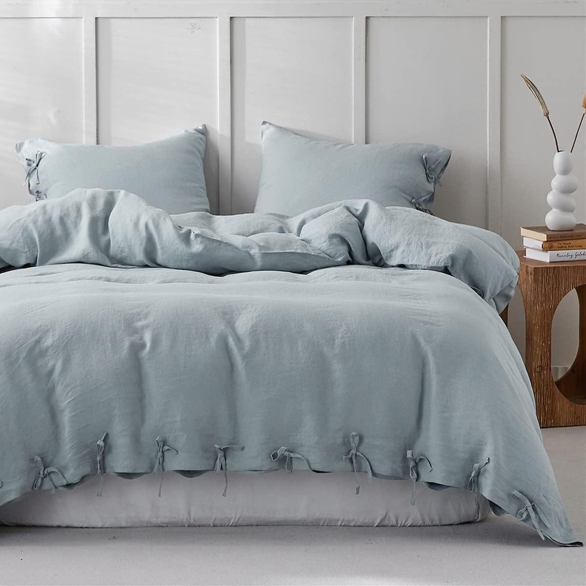 Decorazione con fiocco blu-grigio