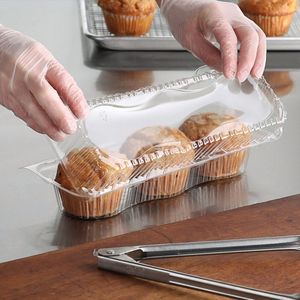 Paket siparişleri için güvenli kilit 3 bölmeli şeffaf PET plastik çörek kabı ile istiflenebilir tasarım - Product Image 1