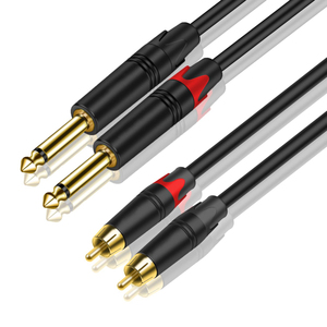 Altın kaplama çift RCA ses kablosu Jack 6.5mm RCA tel 6.35mm tip C 3 5 Jack 2 RCA TV PC için amplifikatörler DVD hoparlör - Product Image 1