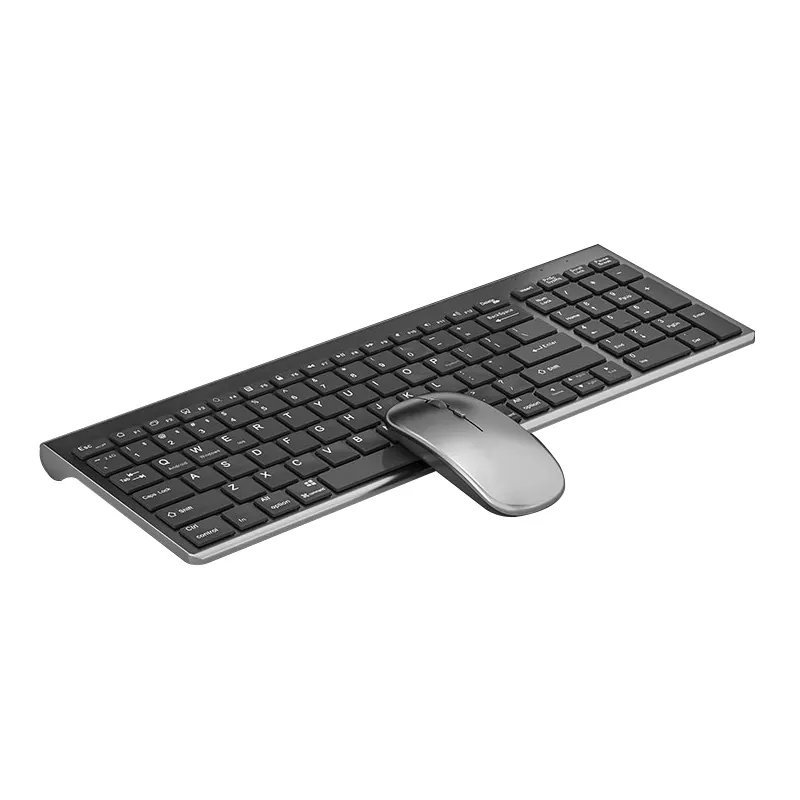 Utra-Juego de teclado fino BT, aleación de aluminio, multidispositivo, inalámbrico, recargable, ratón