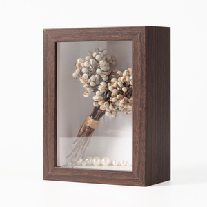 กรอบรูปสีขาว3D กรอบรูปศิลปะส่วนลึกกล่องดอกไม้แห้งไม้ MDF เงากรอบภาพ A3 A4