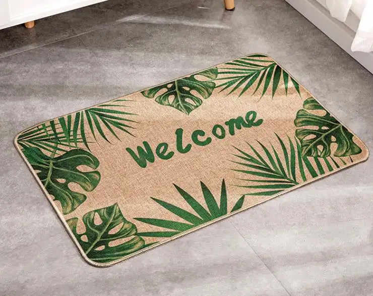 Home decor customized printing flooring entrance foot door mat with high quality Flax door mat