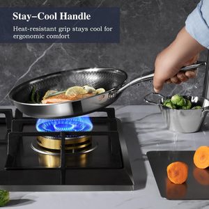 ノンスティックフライパンセット8 10および12インチハイブリッド無毒フライパンスキレットふた付き食器洗い機オーブンセーフ誘導対応 - Product Image 3