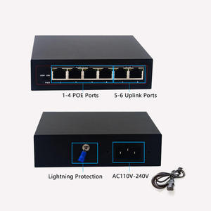 E1光コンバーターPOEスイッチ10/100Mbps 4ポートPoE、2アップリンクスイッチ48V IEEE802.3 af/at Power Over Ethernet for cctv - Product Image 5