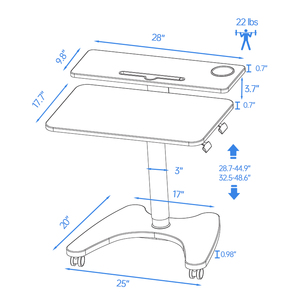 Home Office Workstation Adjustable <strong>Computer</strong> Desk <strong>Rolling</strong> Laptop Cart on Wheels Movable Tiltable Mobile Standing Desk Study <strong>Table</strong> - Product Image 4