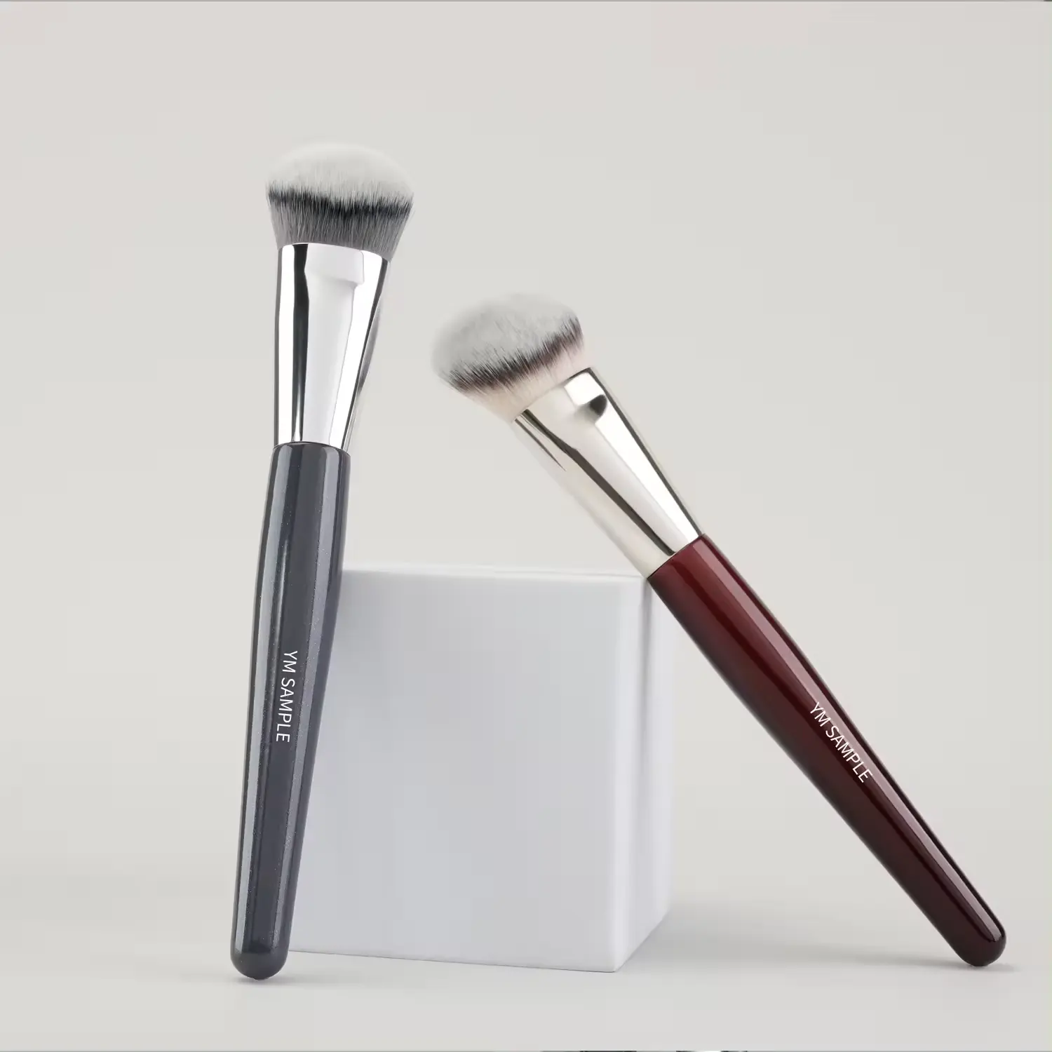 BEILI 2024 Trending Luxury Angle Contour Brush Custom Red High Density Seamless Synthetic Single Makeup Liquid Foundation Brush