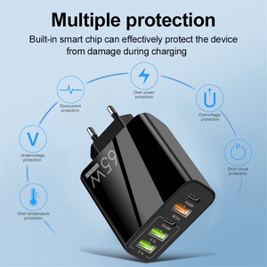 65W PD Fast Charger EU US UK 2 Type C 3 <strong>USB</strong> Port for iPhone QC3.0 <strong>Multiple</strong> <strong>Output</strong> <strong>Adapter</strong> Phone Travel Wall Fast Charger - Product Image 6