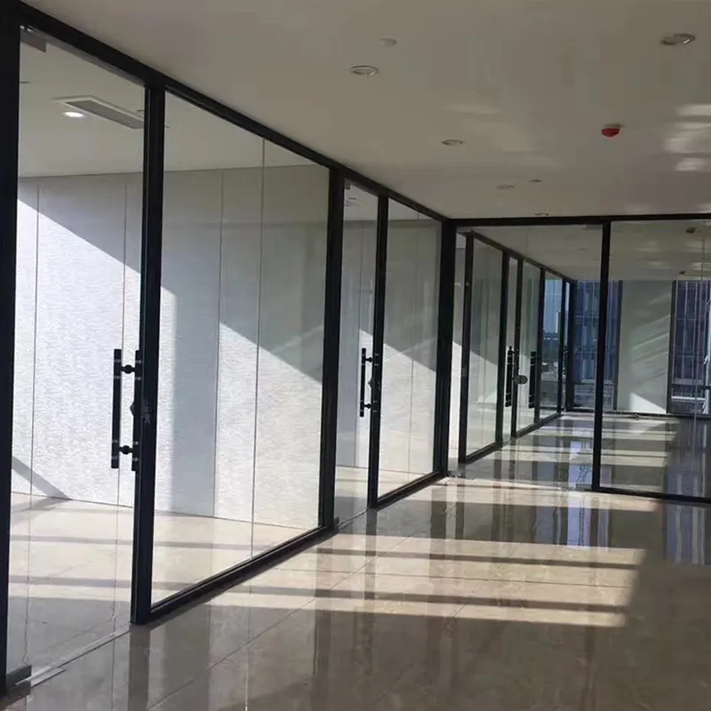 Aluminium Frame Decorative Interior Office Curving Movable Divider Wall Glass Office Separation Partition Design Wall