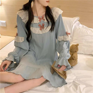 2024かわいいロングパジャマセットナイトドレス安いパジャマピヤマバジュティダーホームウェア女性ナイティ新しい女性のパジャマ - Product Image 1