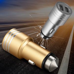 Çift <span class=keywords><strong>USB</strong></span> araba şarjı 2 port adaptörü ile araba acil güvenlik çekiç cep telefonu için