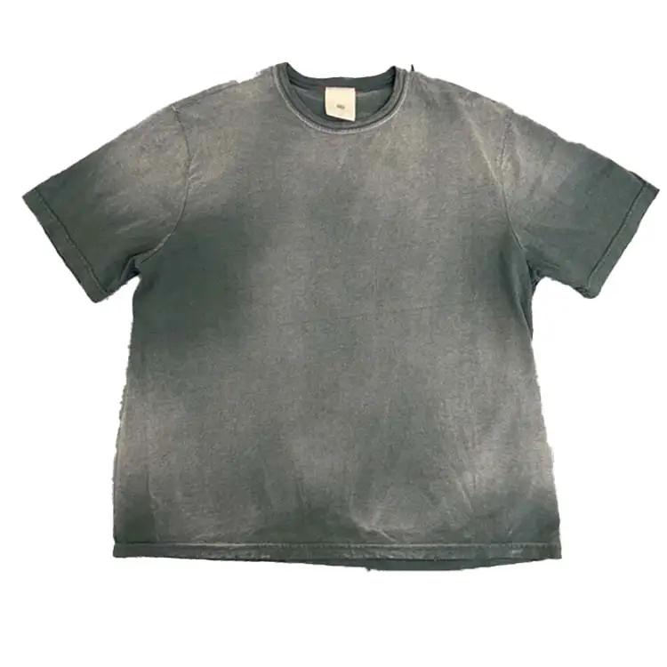 고품질 대량 Eco 친절한 공백 특대 남녀 공통 산성 세척된 퇴색된 조난 T-셔츠 포도 수확 세척된 T-셔츠