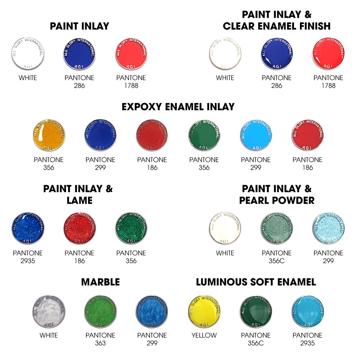 Tableau des effets de couleur et d'émail