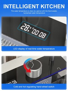 OEM ODM矩形304碗下安装不锈钢围裙农舍手工智能瀑布多功能厨房水槽 - Product Image 4