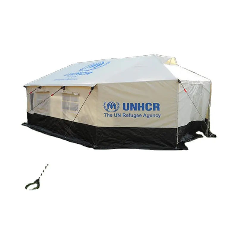 ผู้ผลิตเต็นท์บรรเทา Aosener unhcr 4x4m โลโก้ที่กําหนดเองเต็นท์ครอบครัวที่ยอมรับได้เต็นท์ผ้าใบบรรเทา unhcr พร้อมแผ่นพื้น