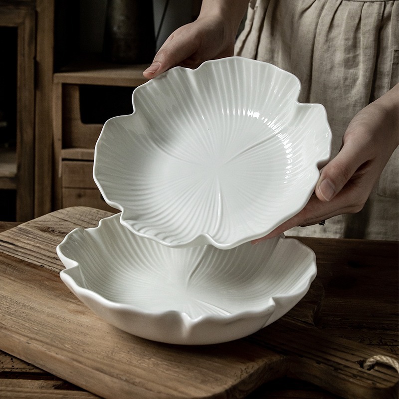 8-inch relief leaf White