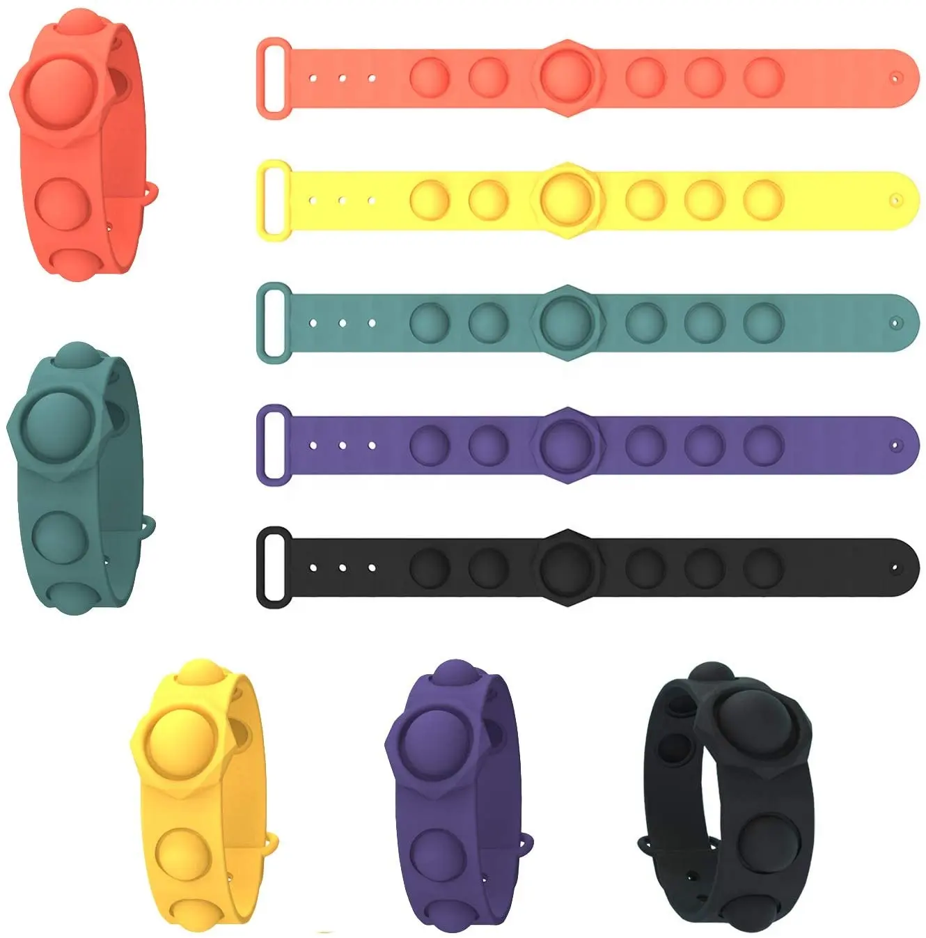 Pulseira de silicone push pop sensorial bolha, pulseira de dedo para crianças e adultos, brinquedo para alívio do estresse, novo, mais vendidos, 2021