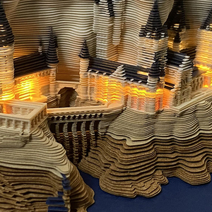 Cubos de papel con hojas de calendario, 2023 trucos de papel, calendario semanal, Castillo de Hogwarts