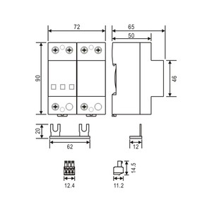 パワーサンダープロテクターAC30kA/80kA/100kA/160kA単相TT/TN (1 1回路) システム2P SPD 275V/255V T1 T2