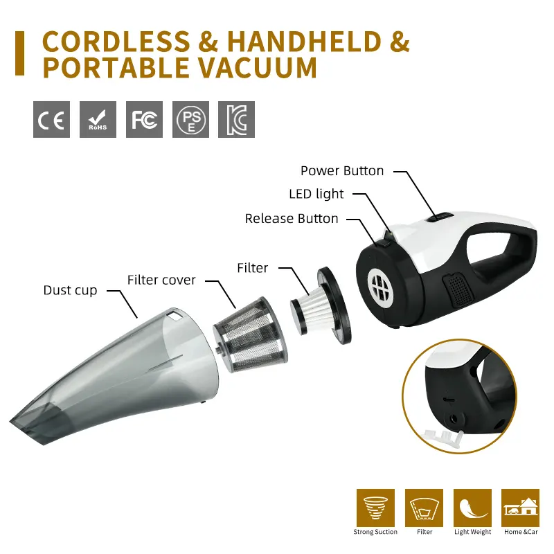 Mini aspiradores de mano para coche, aspiradora inalámbrica de gran potencia, inalámbrica y con cable, limpiador de vehículos de doble uso, aspiradora para coche